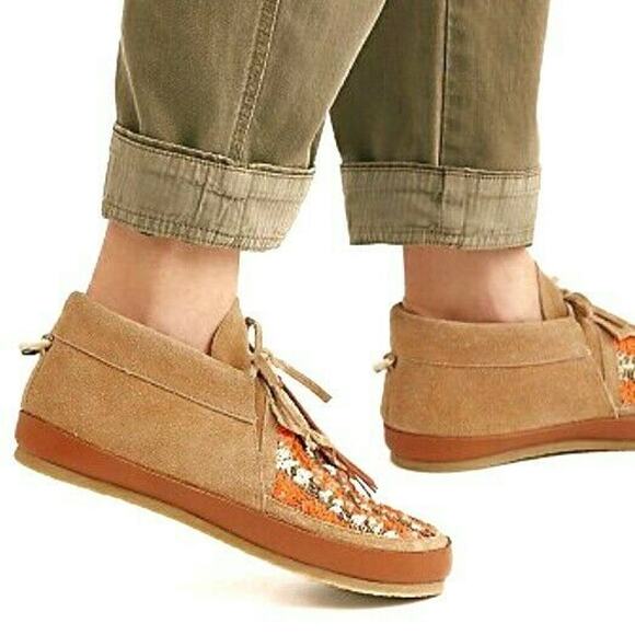 FIGUE Free People Striped Desert Moccasin sequined boho suede booties Size 7 NEW - Picture 5 of 8